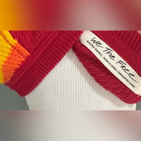 Free People We the Free Rainbow Dreams Balloon Sleeve Pullover Textured Sweater - Picture 4 of 6